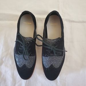 Cole Haan Black Suede Oxfords Size 7.5